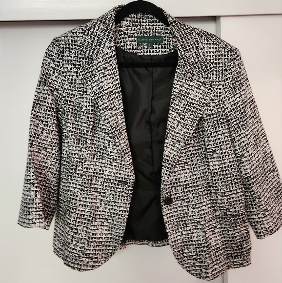 Harvé Bernard Vintage Black and White Blazer Size Large - Picture 1 of 5